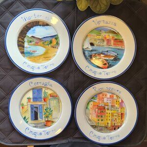 Cinque Terre Plate Set - 4, 9-inch plates Use for meals or decor!